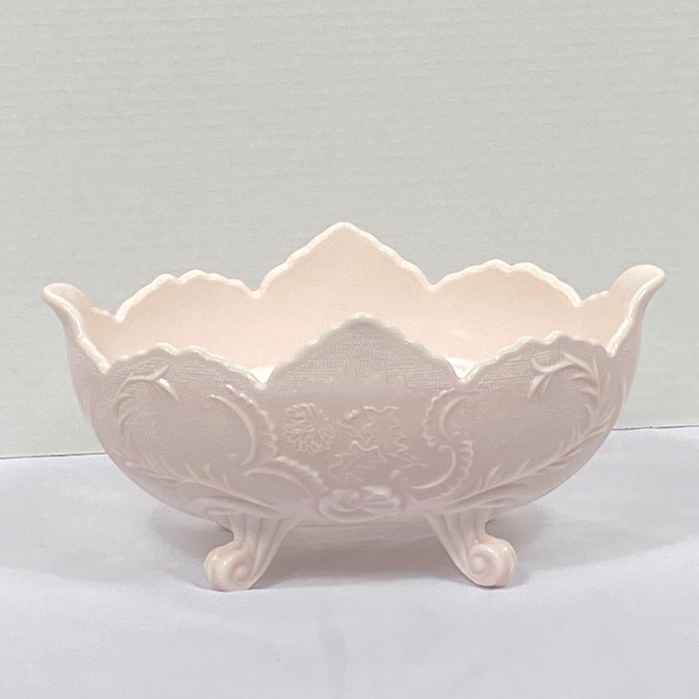 Pink Milk Glass Vintage Centerpiece Footed Large Fruit Bowl-Jeanette Lombardi